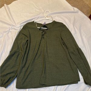 Alya Olive Green Ribbed Top